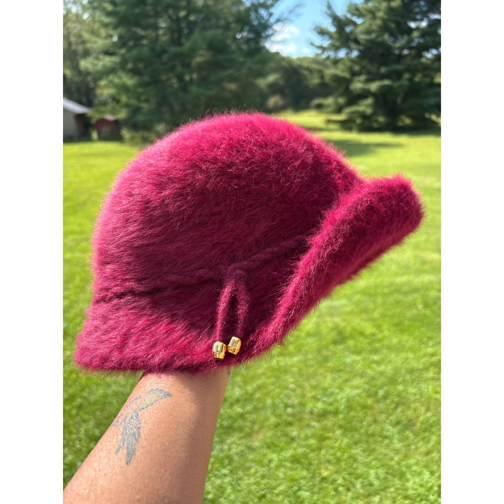 Kangol Furgora Nina Hat Magenta Pink Angora Rabbit Hair Cloche Made in England